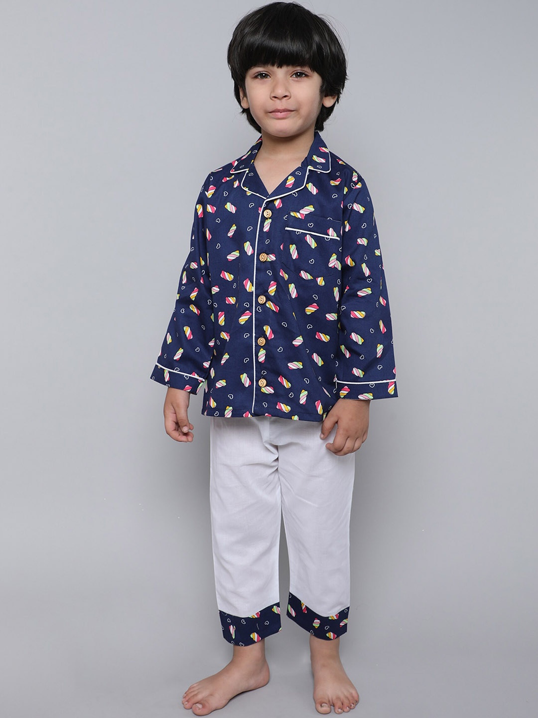 

BAESD Boys Printed Shirt With Pyjamas, Blue