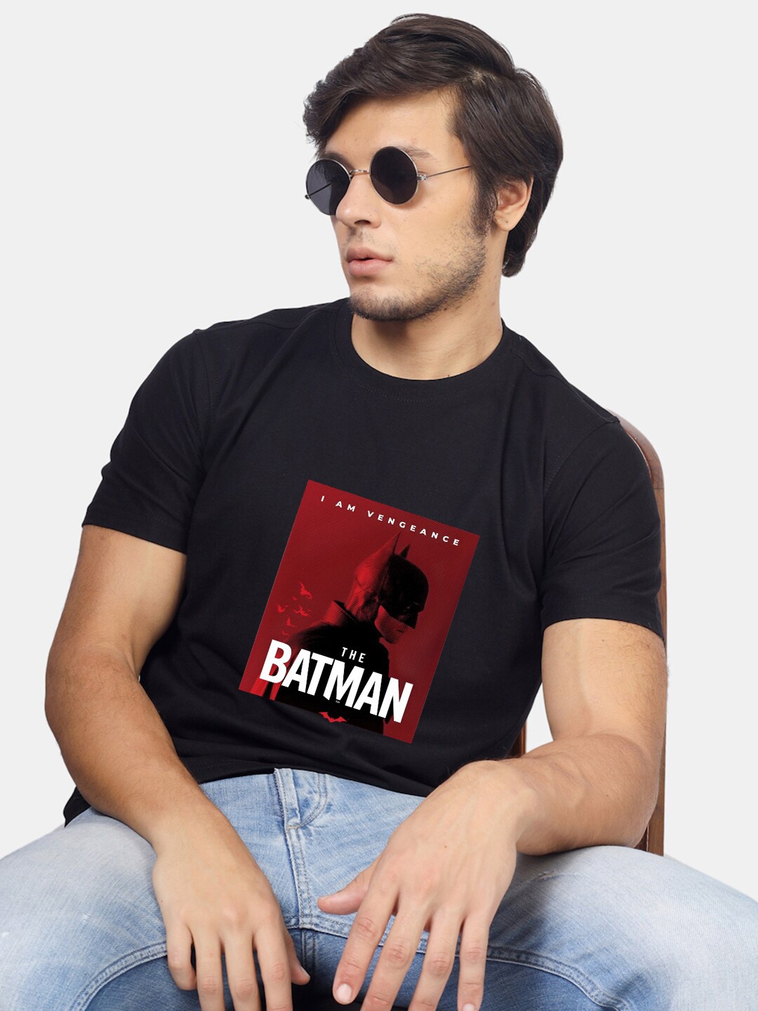 

Greylongg Men Typography Printed Applique T-shirt, Black