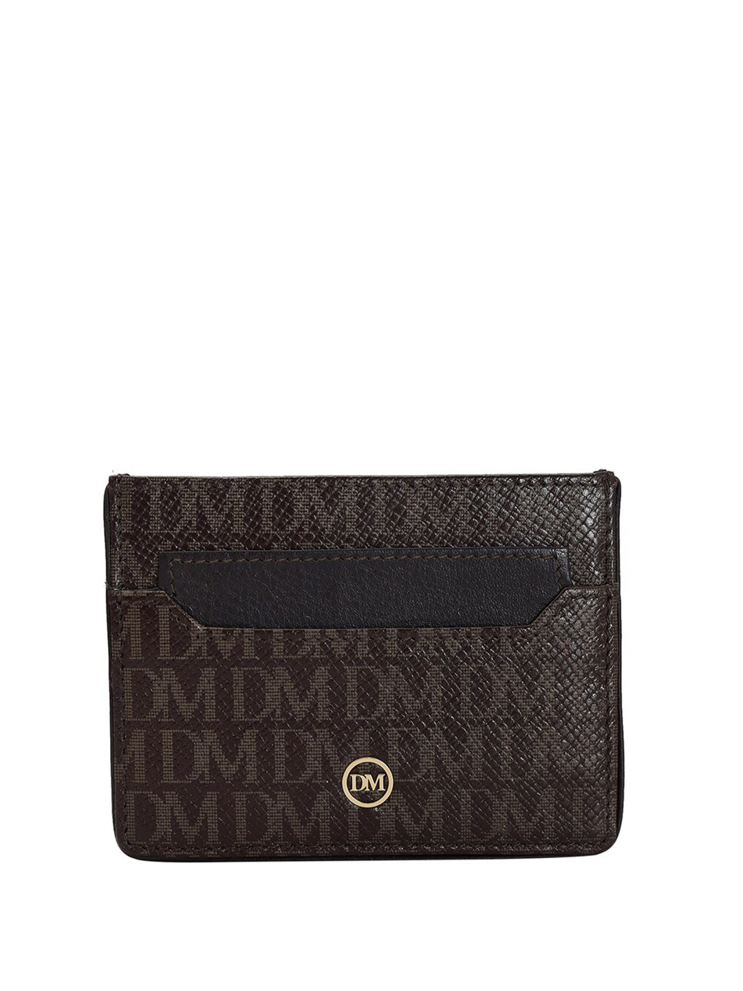 

Da Milano Unisex Typography Printed Leather Card Holder, Brown