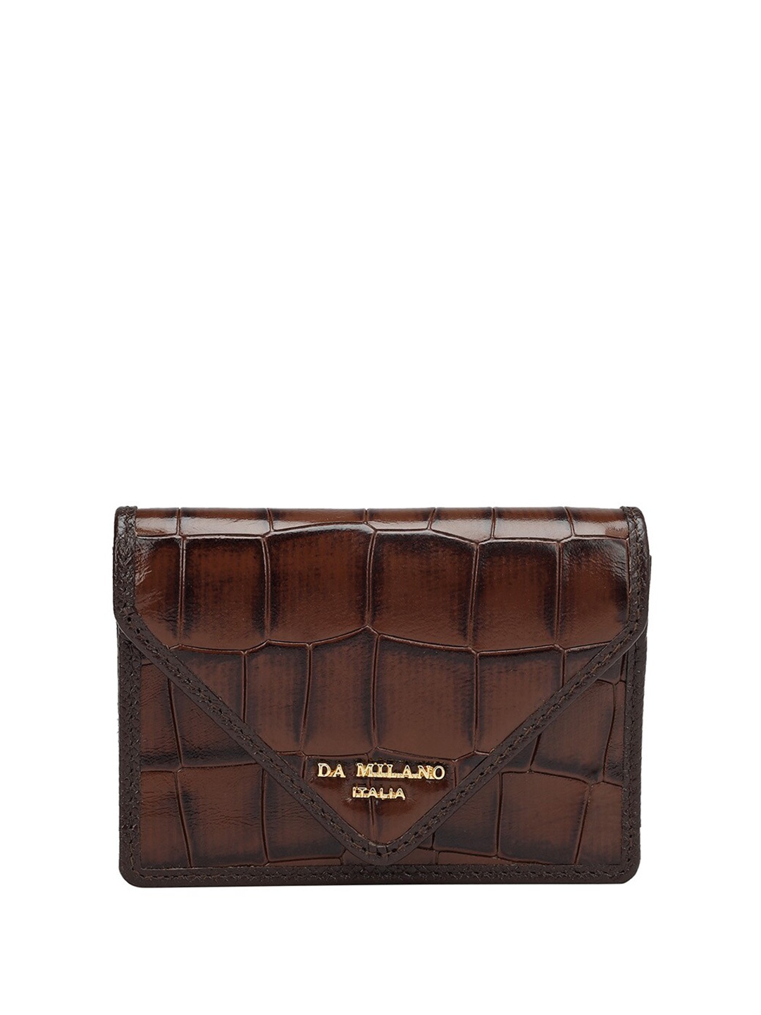

Da Milano Unisex Animal Textured Leather Envelope Wallet, Brown