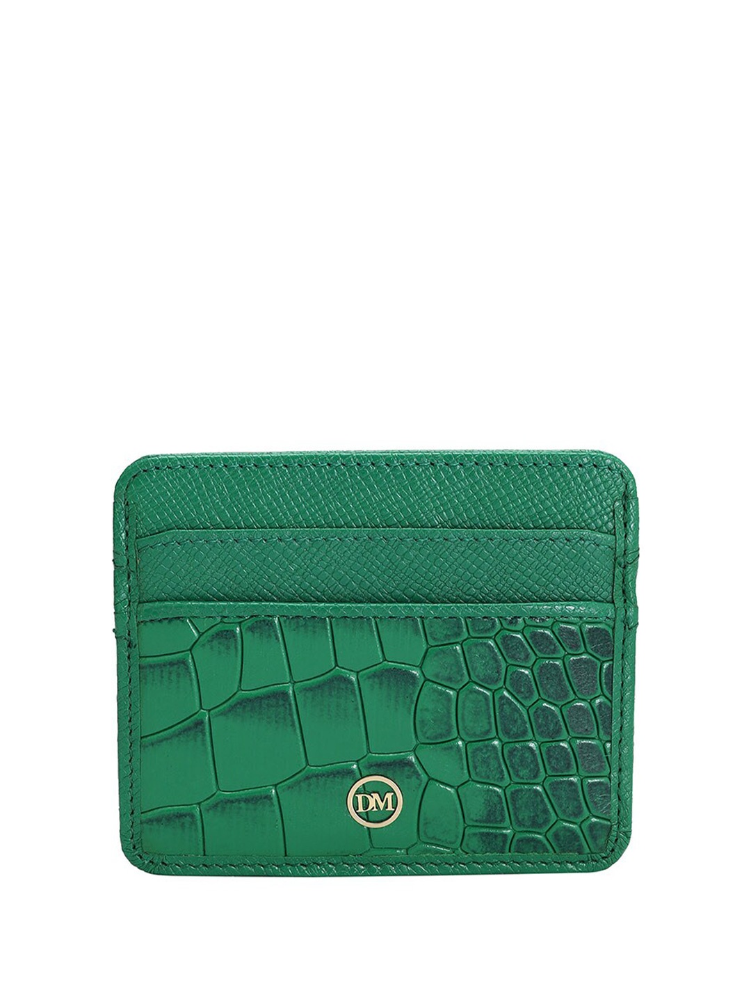 

Da Milano Unisex Animal Textured Leather Card Holder, Green