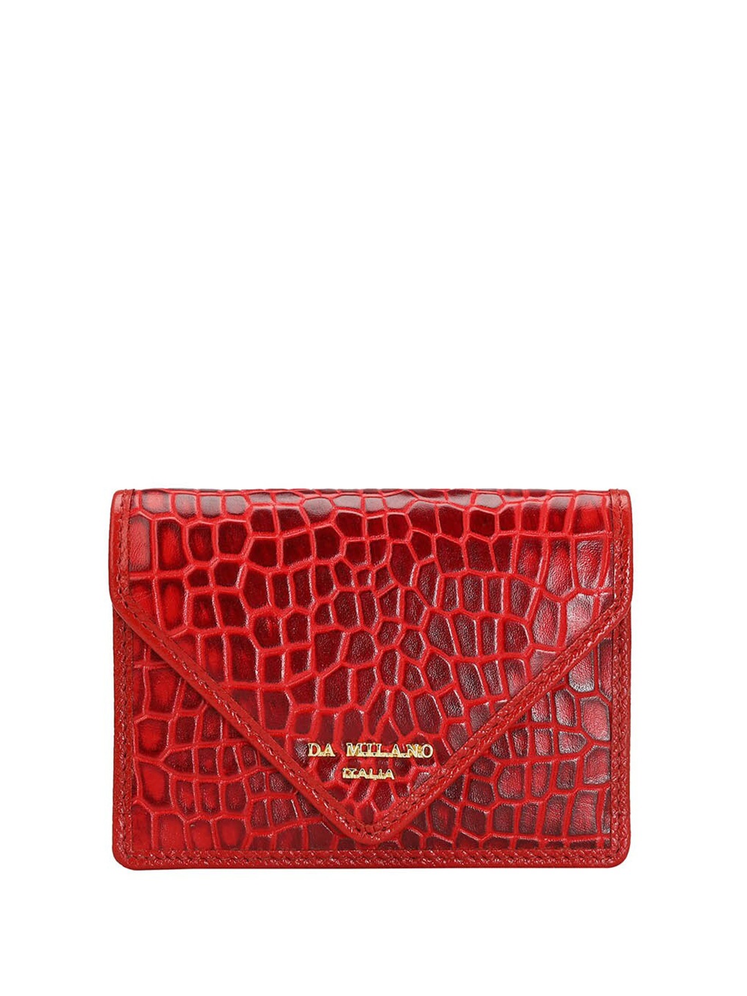 

Da Milano Unisex Animal Textured Leather Envelope Wallet, Red
