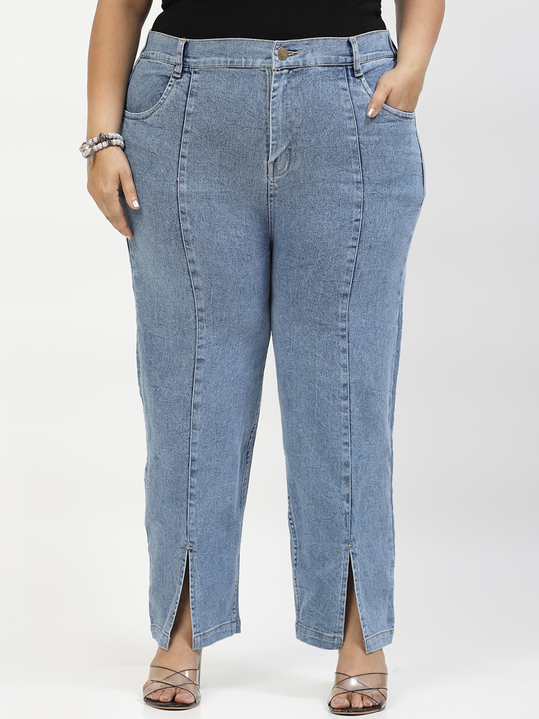

plusS Plus Size Women Mid-Rise Stretchable Jeans, Blue