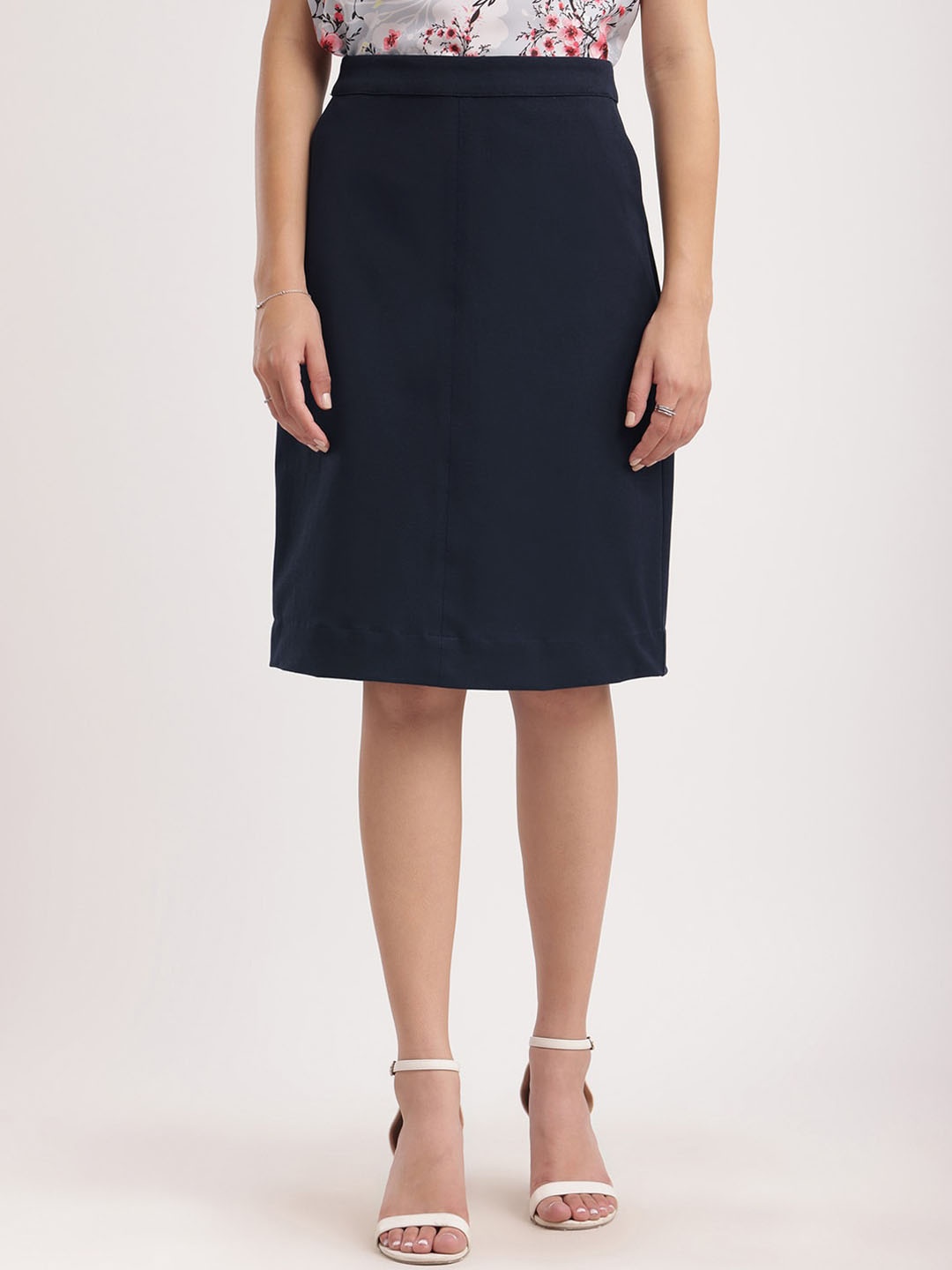 

FableStreet A-Line Knee Length Skirts, Navy blue