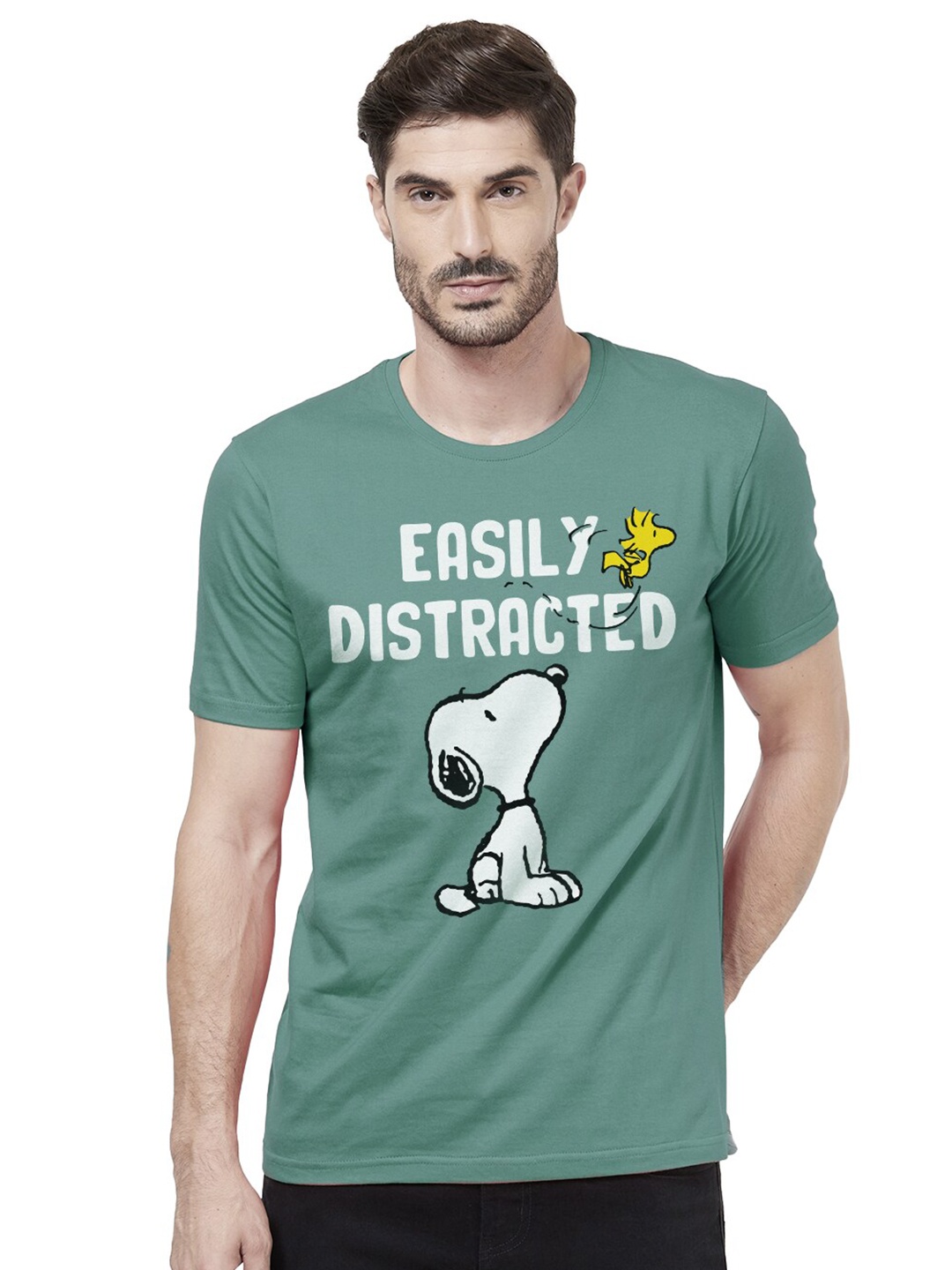 

Redwolf Unisex Typography Printed Applique T-shirt, Green