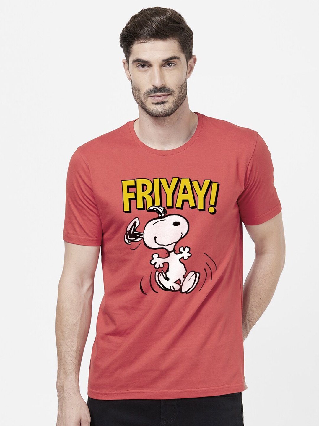 

Redwolf Unisex Printed Applique T-shirt, Maroon