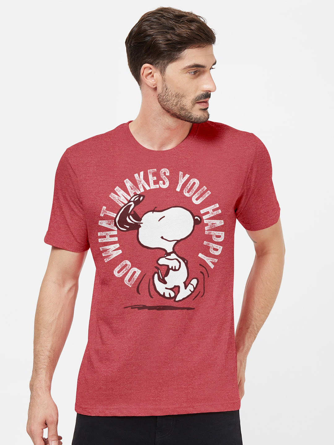 

Redwolf Unisex Typography Printed Applique T-shirt, Red