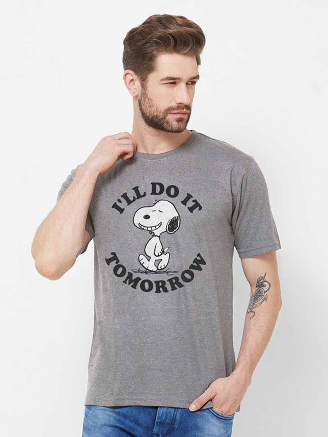 

Redwolf Unisex Printed Pockets T-shirt, Grey