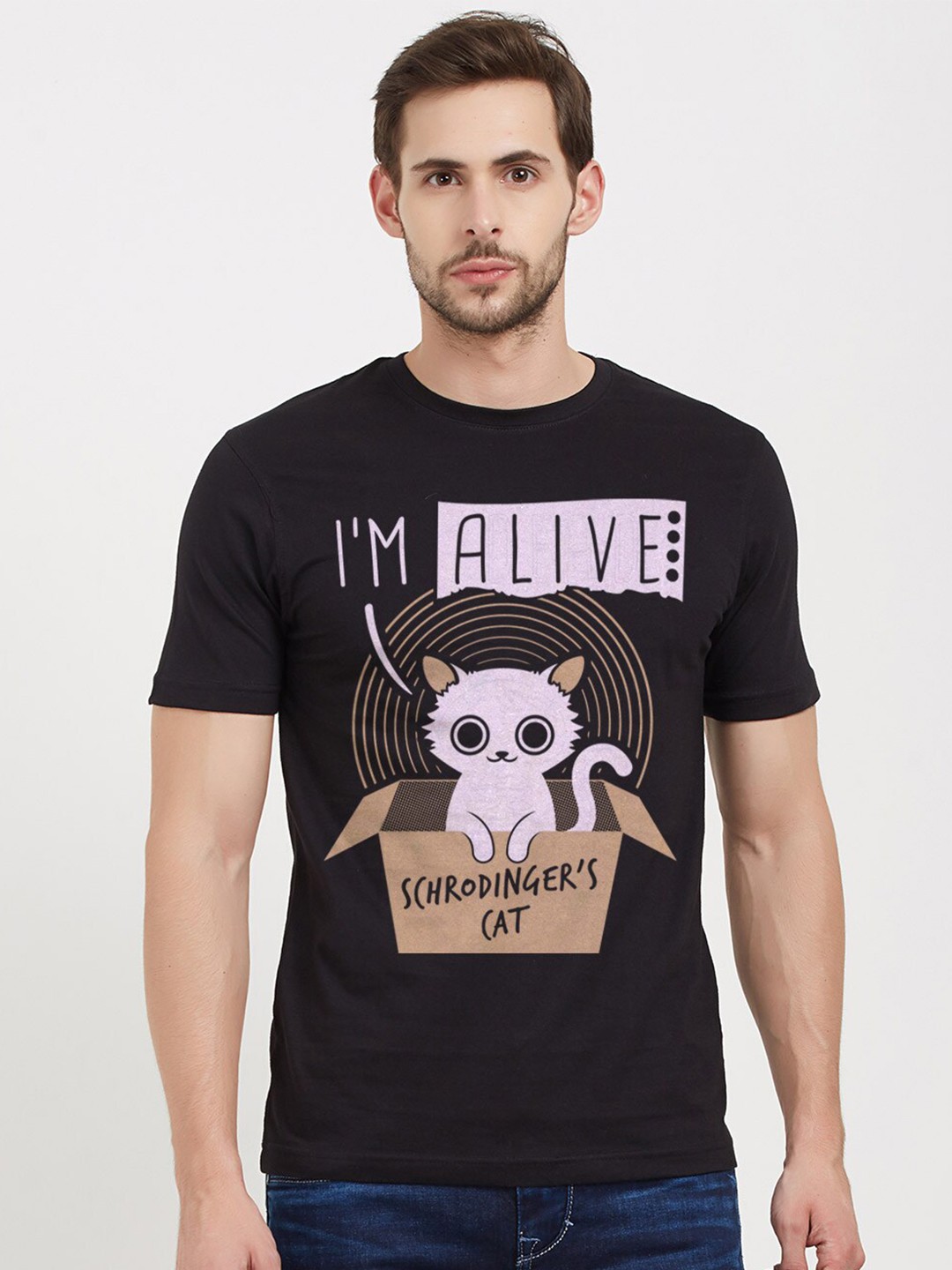 

Redwolf Unisex Typography Printed Raw Edge T-shirt, Black