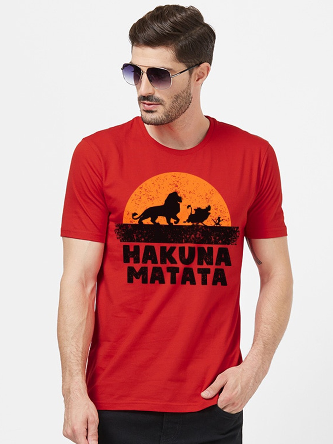 

Redwolf Unisex Printed Applique T-shirt, Red