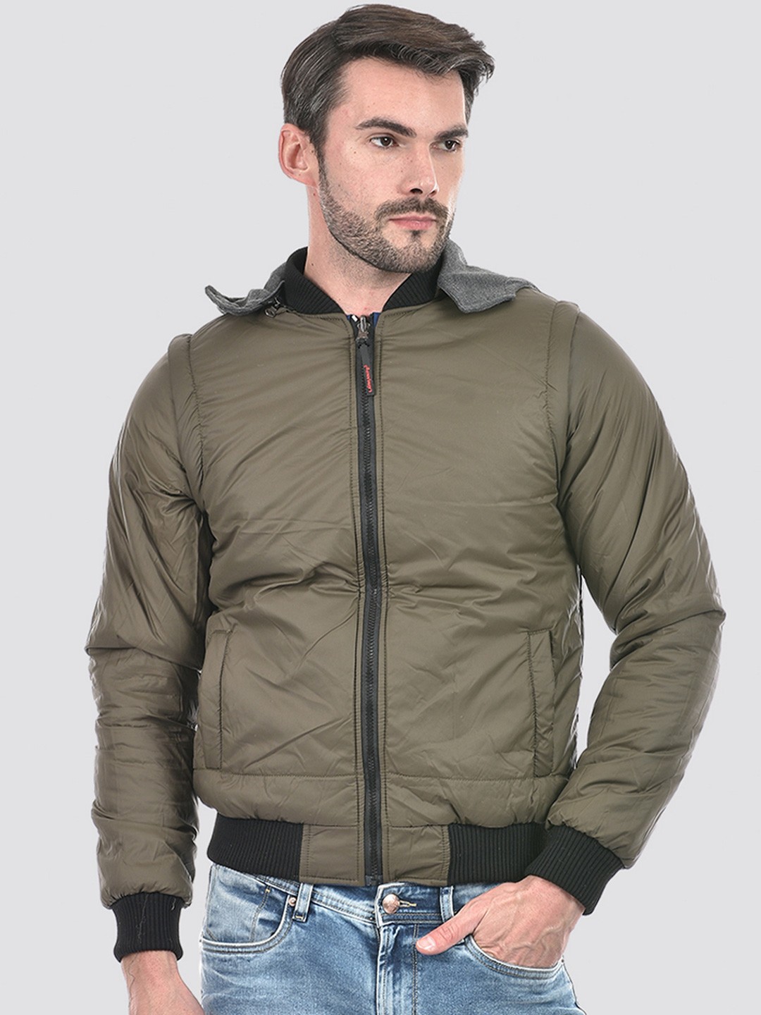 

Lawman pg3 Men Reversible Crop Bomber with Patchwork Jacket, Multi