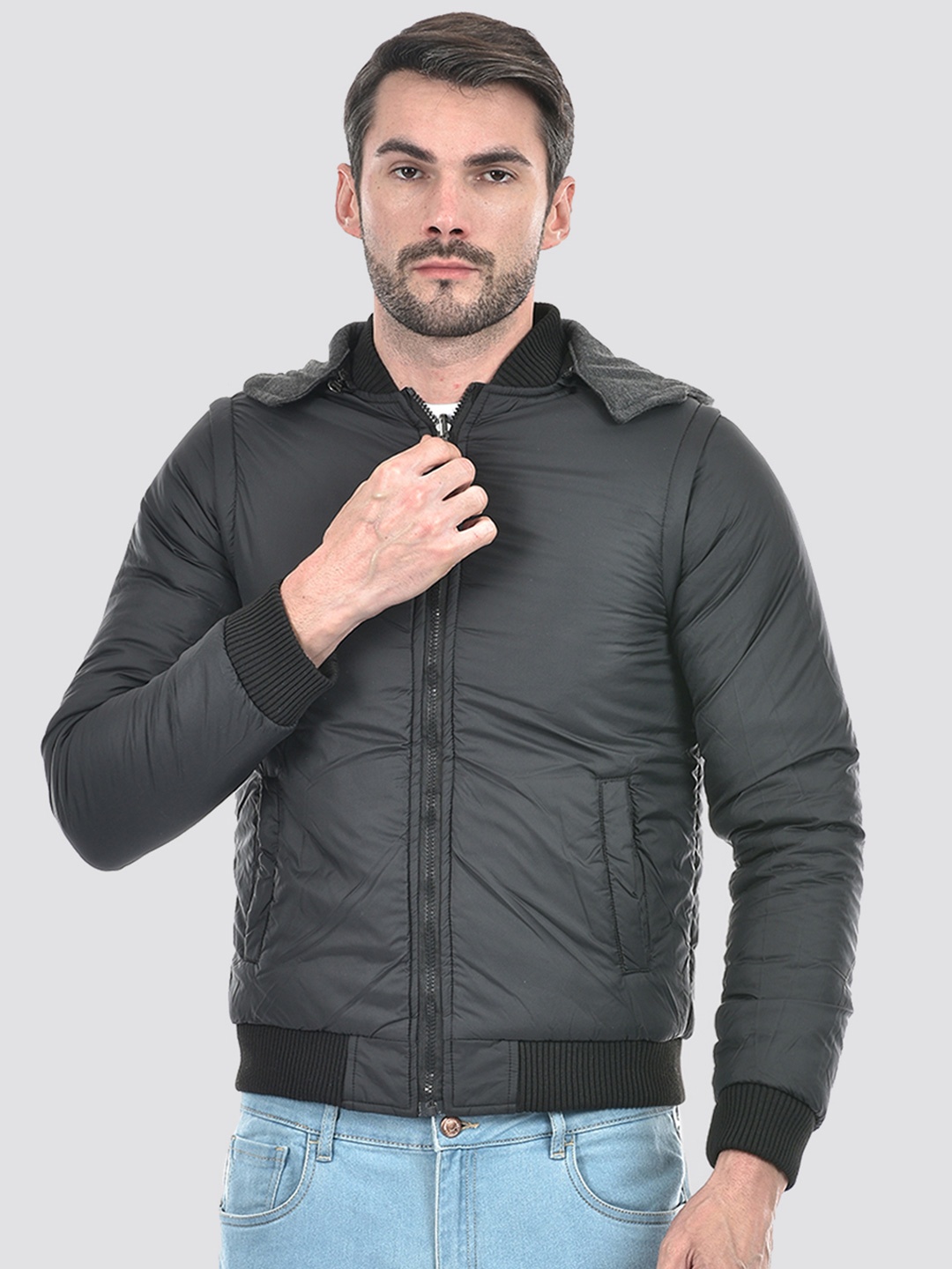 

Lawman pg3 Men Reversible Crop Bomber Jacket, Black
