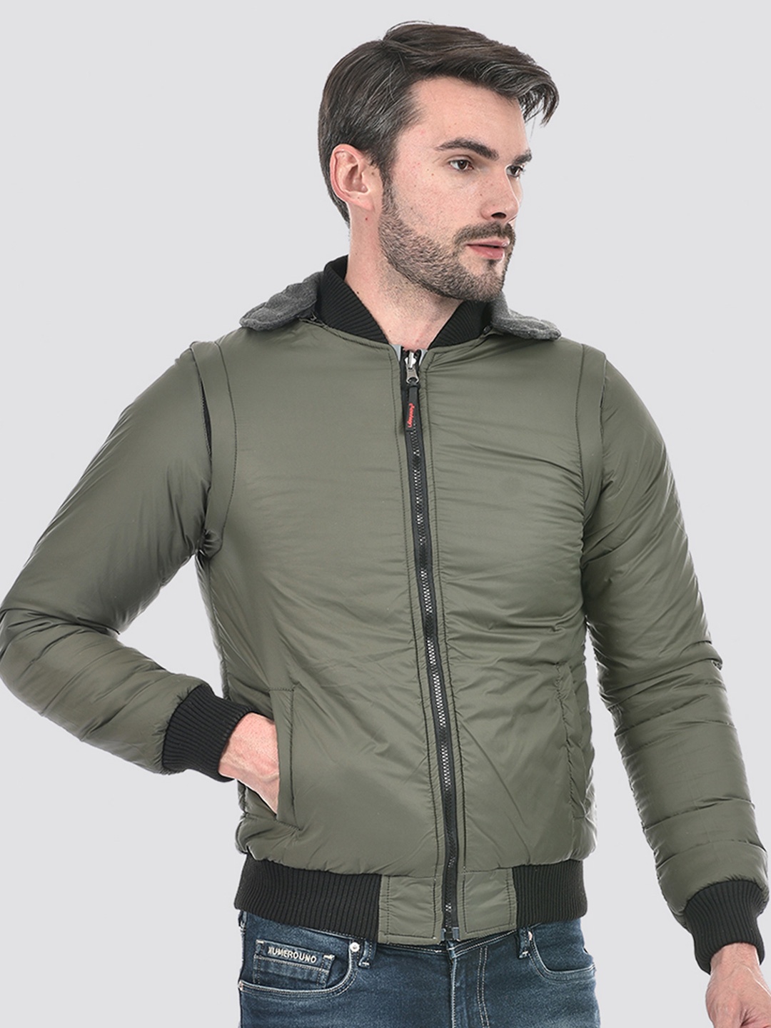 

Lawman pg3 Men Reversible Crop Bomber Jacket, Multi