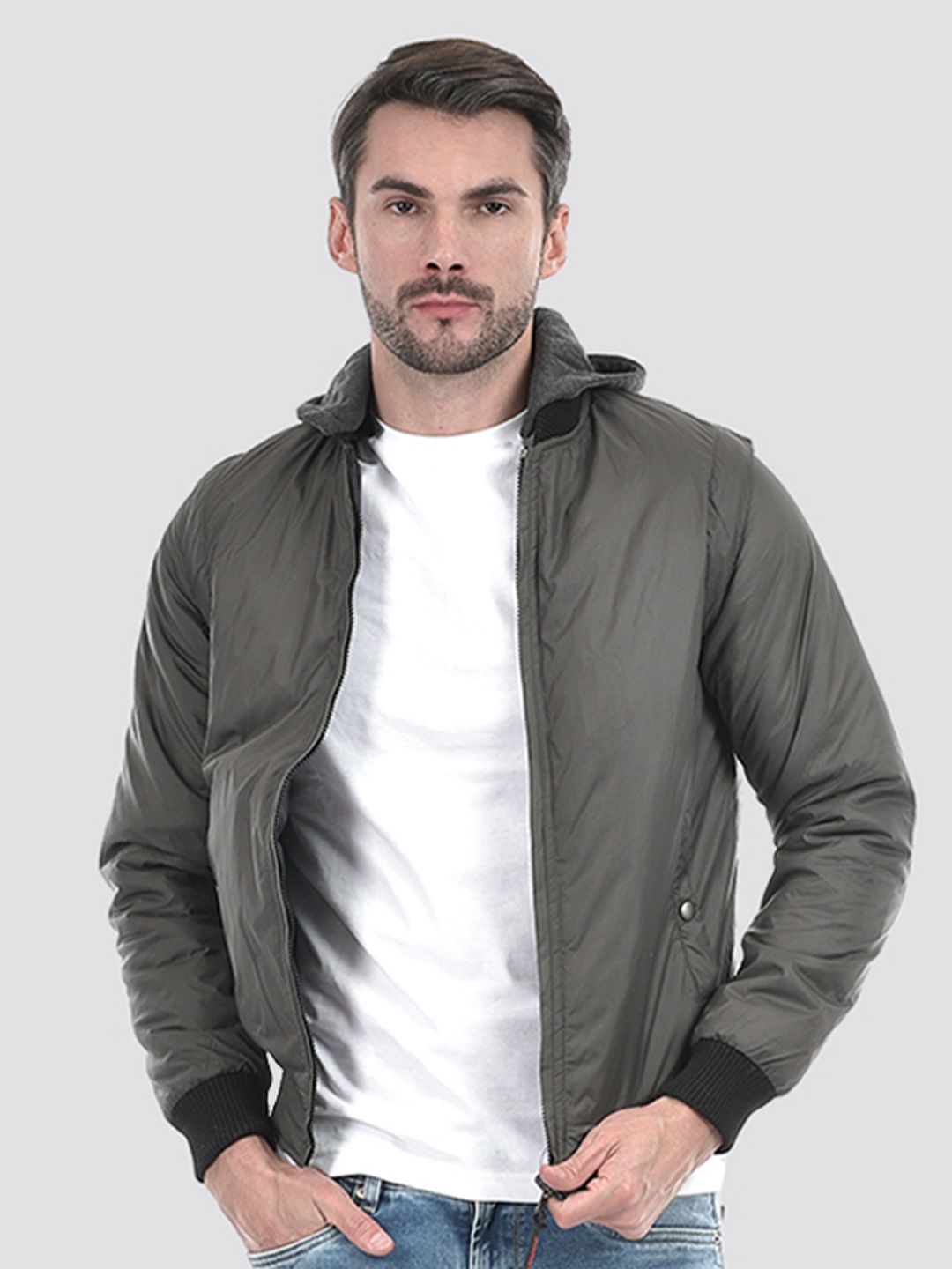 

Lawman pg3 Men Reversible Crop Puffer Jacket, Grey