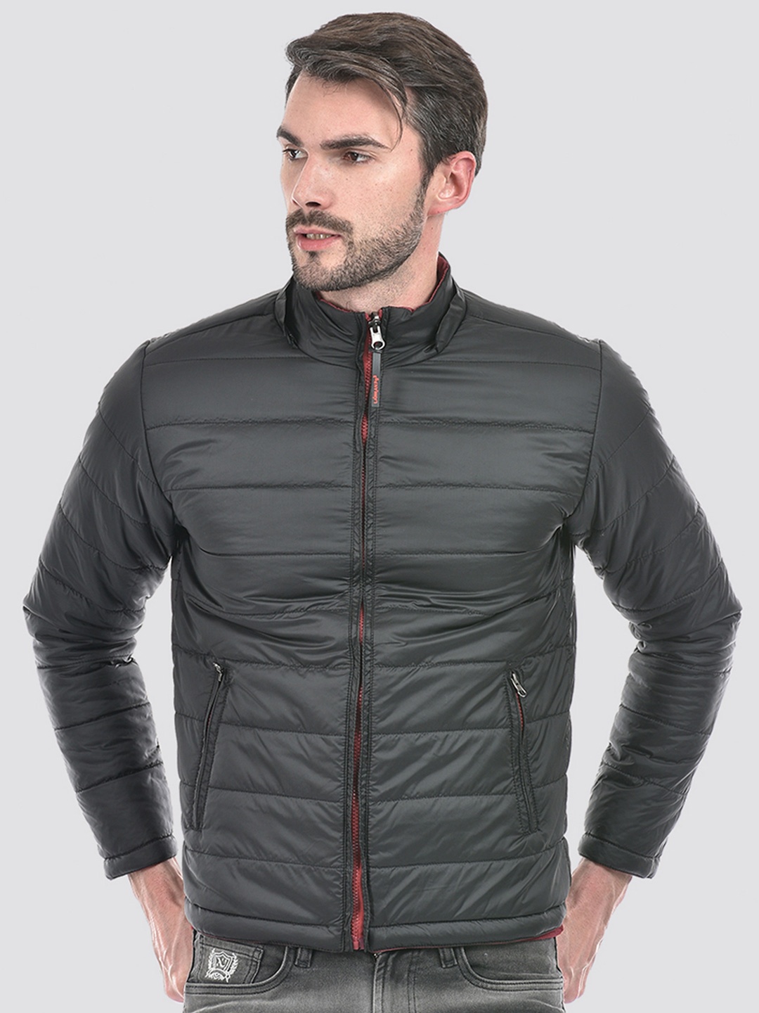 

Lawman pg3 Men Reversible Longline Quilted Jacket with Patchwork, Multi