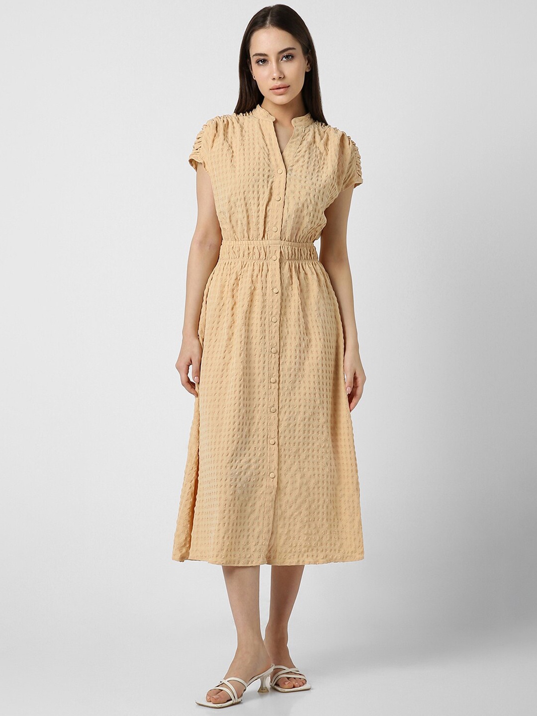 

Van Heusen Woman Fit & Flare Textured Midi Dress, Beige