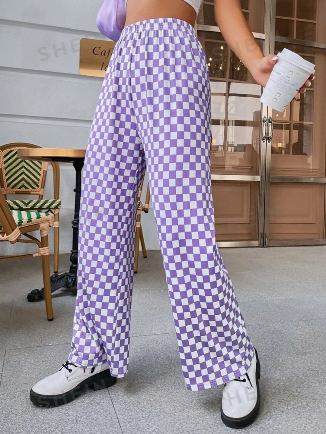 

BLACK SCISSOR Women Printed Trousers, Purple