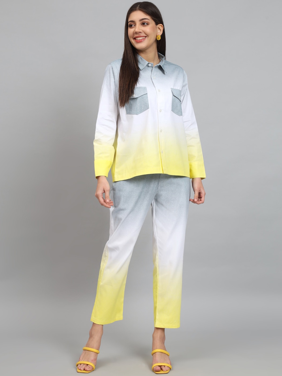 

NEWD Ombre Pure Cotton Shirt With Trousers, White