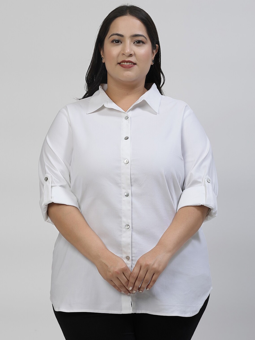 

plusS Women Opaque Casual Shirt, White