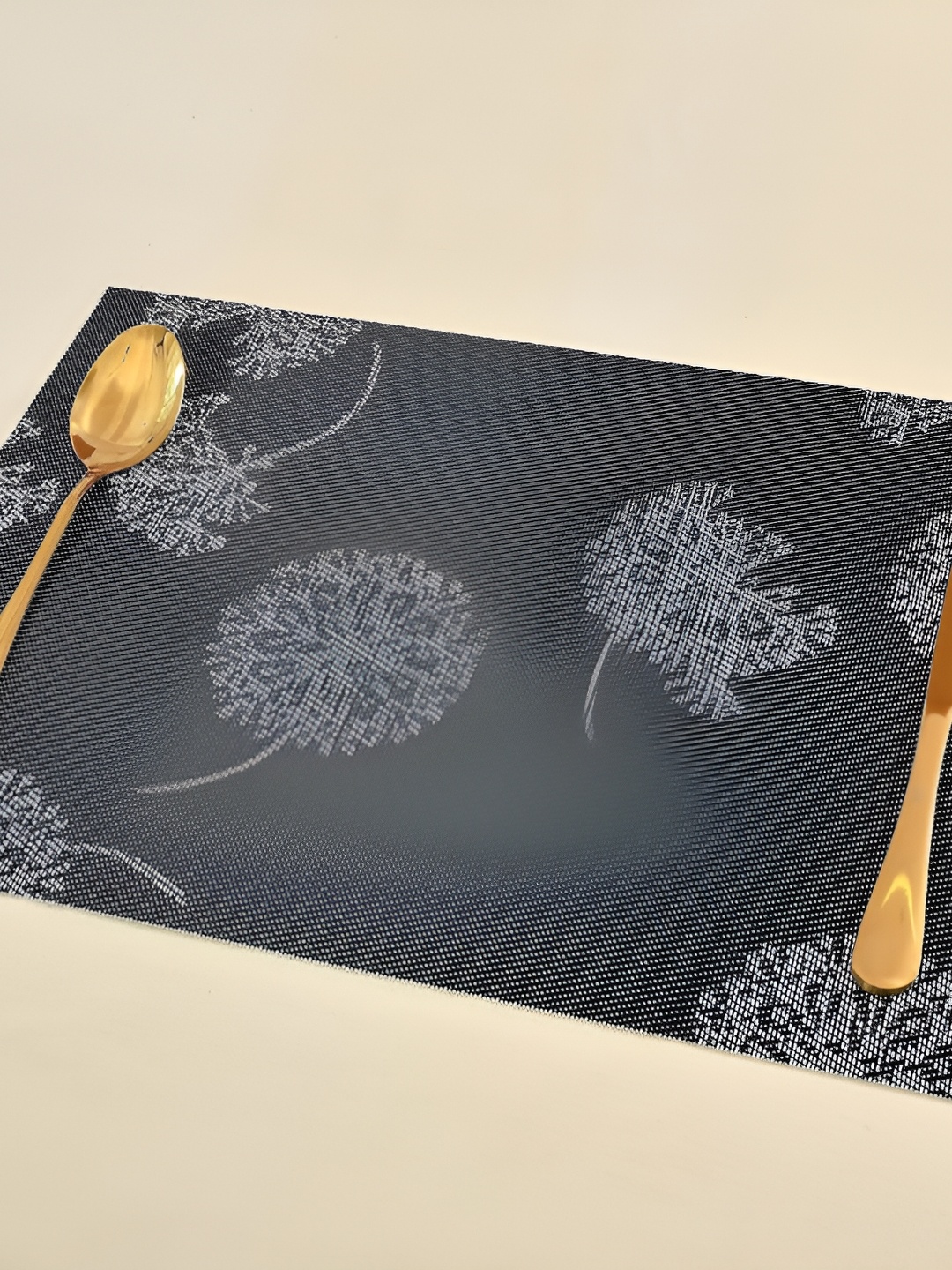 

Yellow Weaves Grey & Black 4-Pcs Floral Printed Reversible Table Placemats