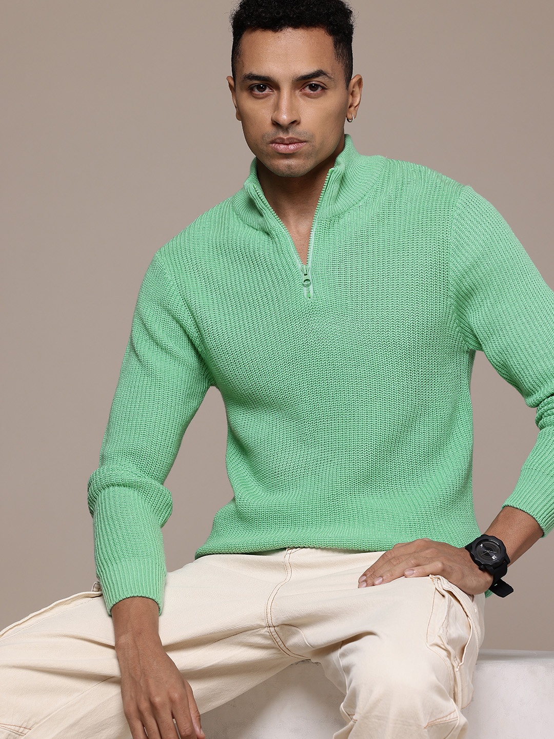 

Roadster Men Acrylic Pullover, Green