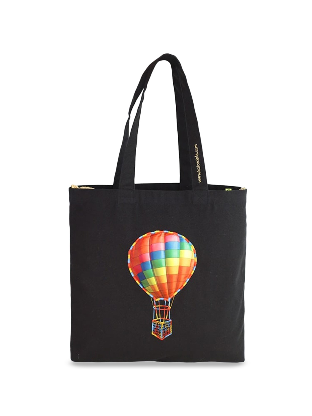 

KOLOROBIA Printed Pure Cotton Shopper Tote bag, Black