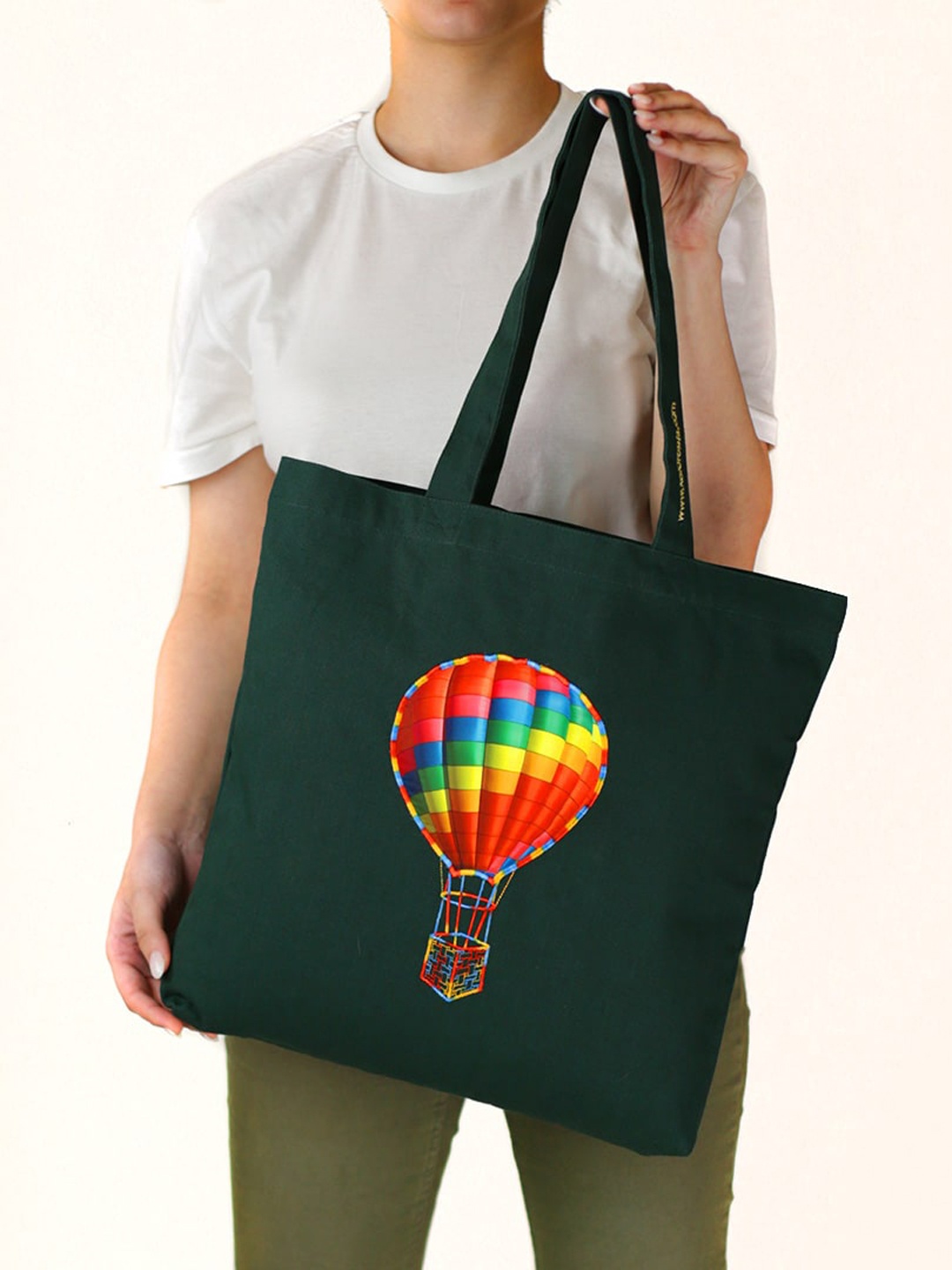 

KOLOROBIA Graphic Printed Cotton Tote bag, Green