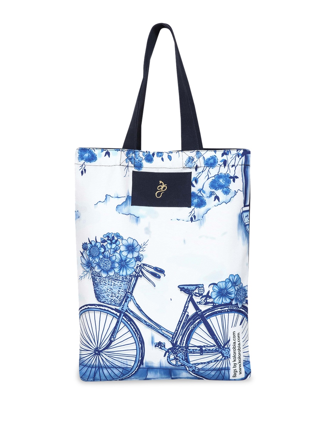 KOLOROBIA Printed Cotton Shoulder bag, Blue