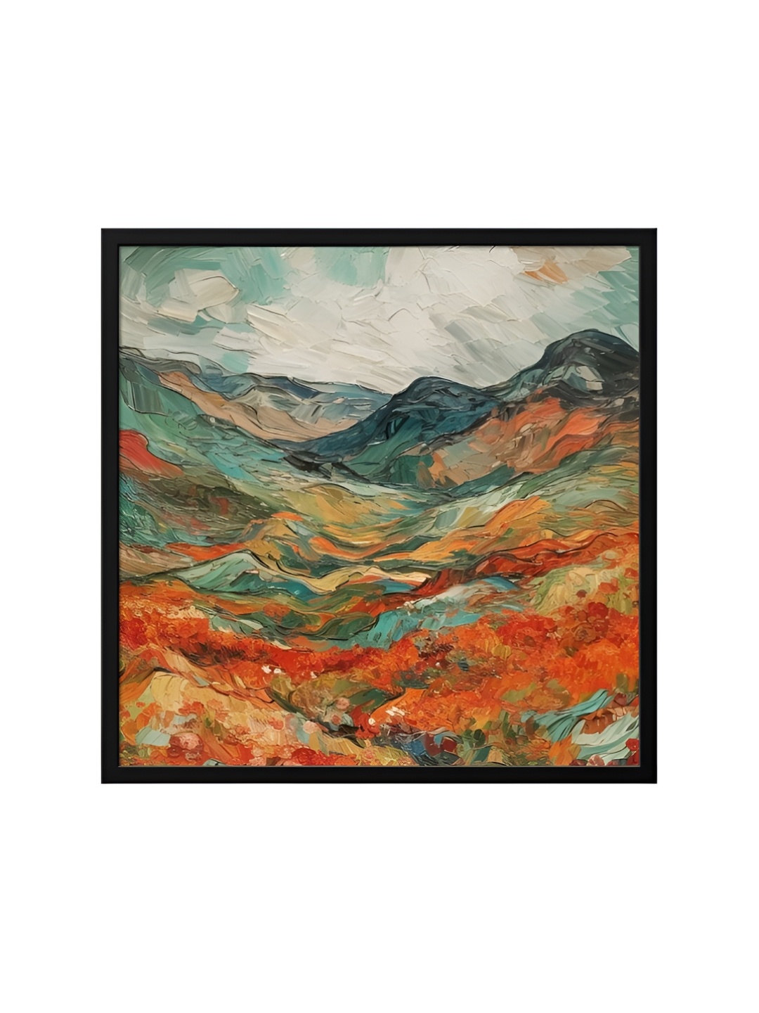 

999Store Green & Orange Canvas Abstract Wall Art