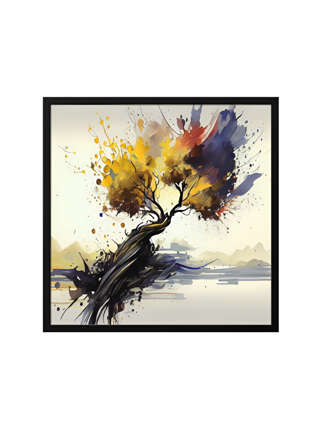 

999Store Grey & Yellow Canvas Tree Painting Wall Art
