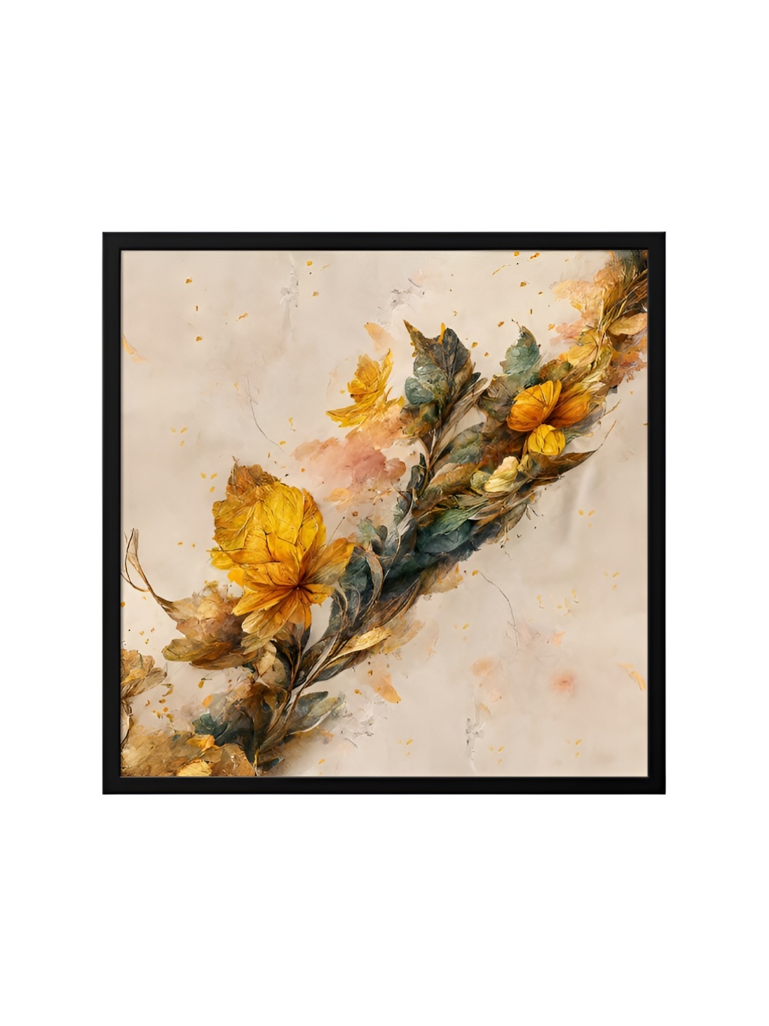 

999Store Brown & Grey Canvas Floral And Botanical Painting Wall Art