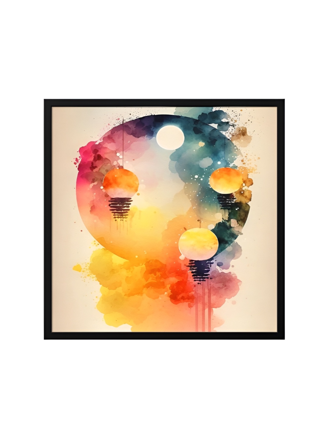 

999Store Black & Yellow Canvas Abstract Wall Painting