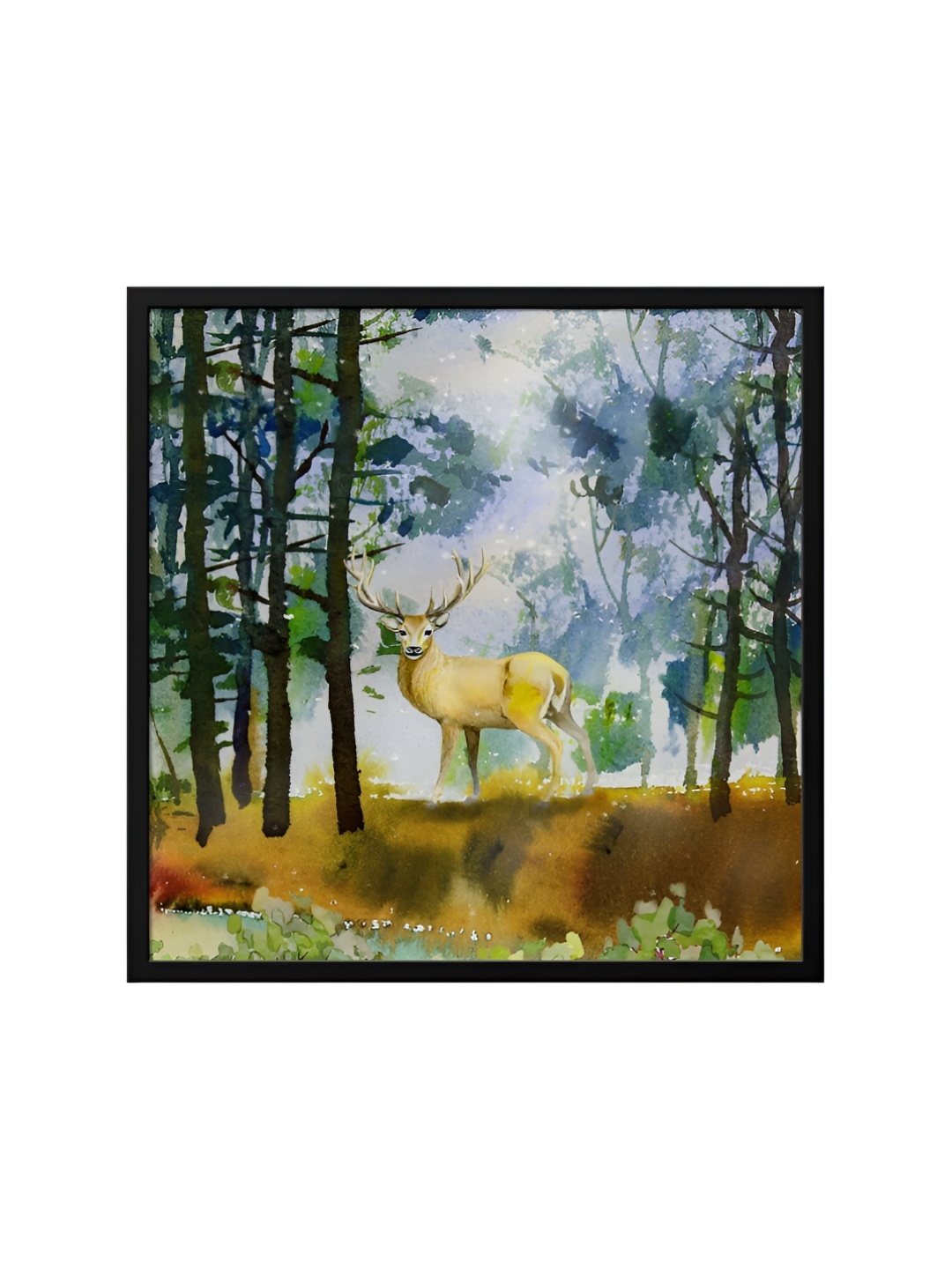 

999Store Green & Blue Canvas Birds and Animals Painting Wall Art