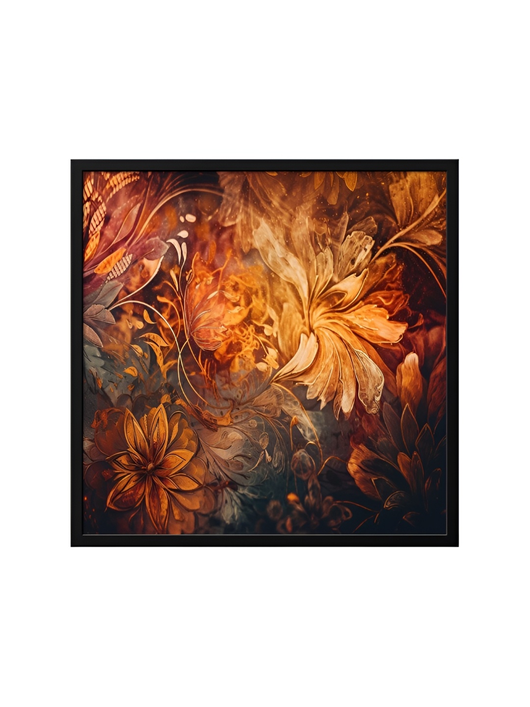 

999Store Brown & Black Canvas Floral And Botanical Painting Wall Art