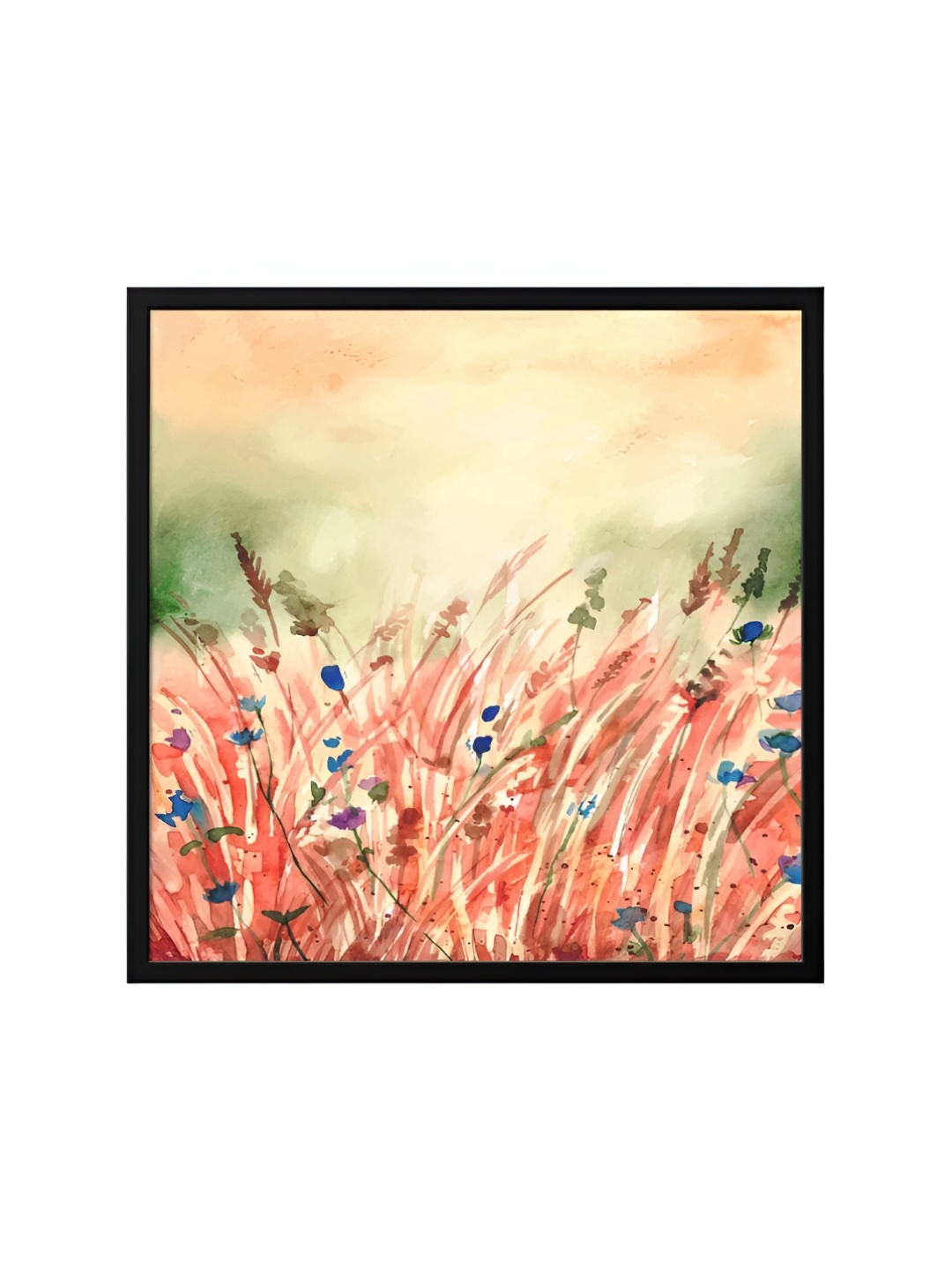 

999Store Peach & Green Canvas Floral And Botanical Painting Wall Art