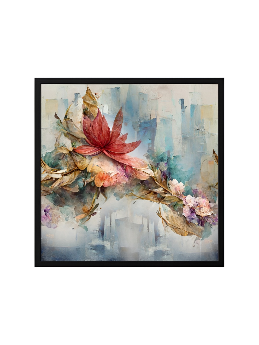 

999Store Grey & White Canvas Floral and Botanical Painting Wall Art