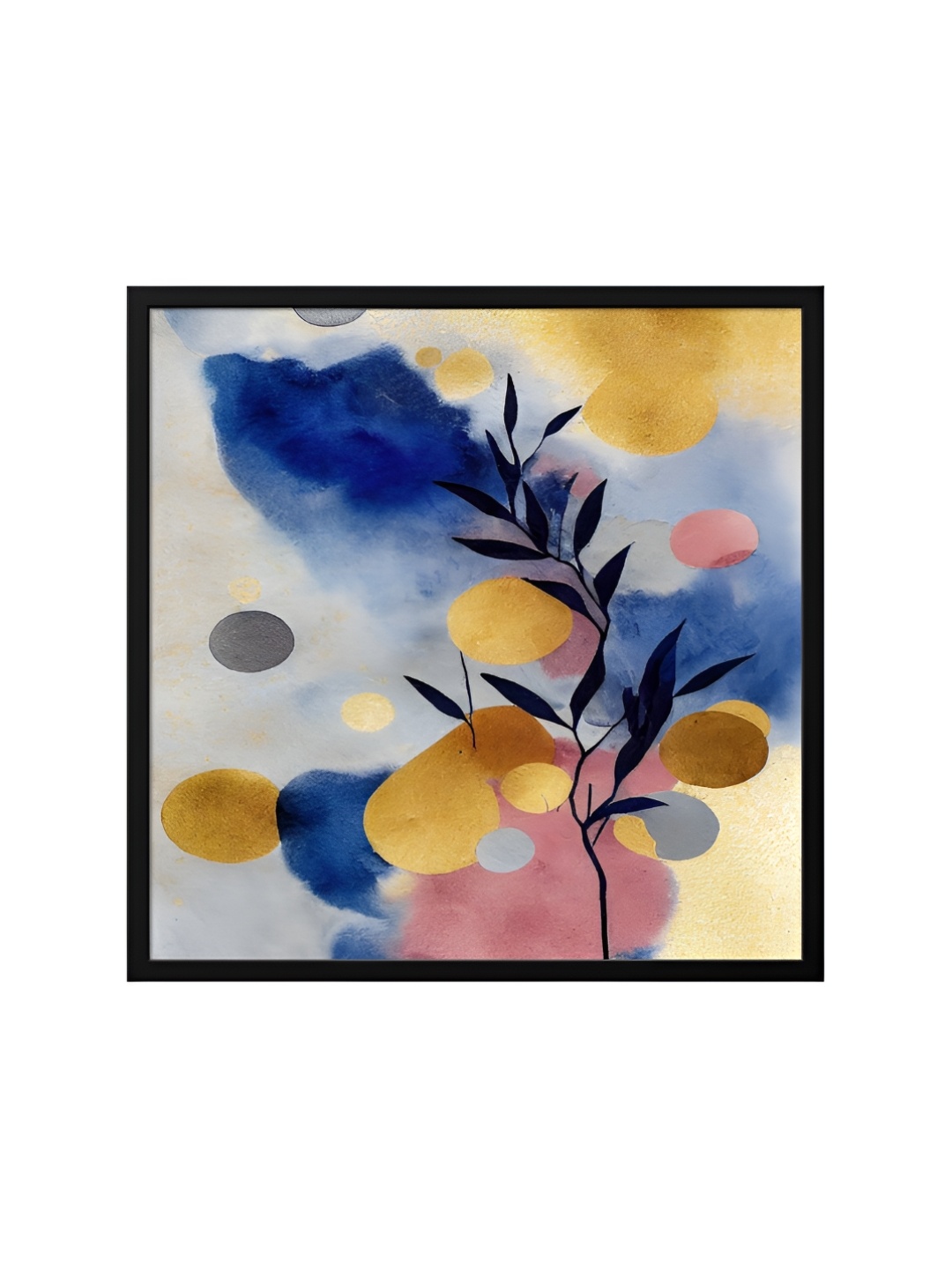 

999Store Blue & Black Canvas Floral Painting Wall Art