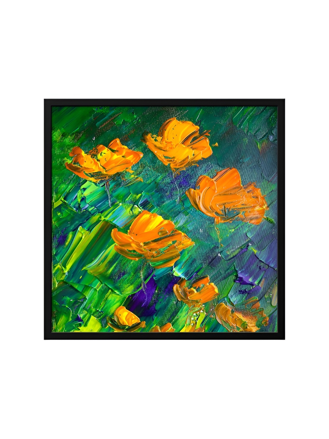 

999Store Green & Blue Canvas Floral Painting Wall Art