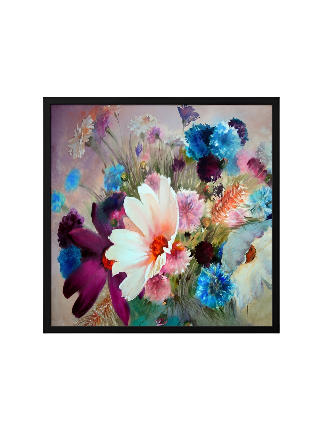

999Store Grey & Blue Canvas Floral And Botanical Wall Art