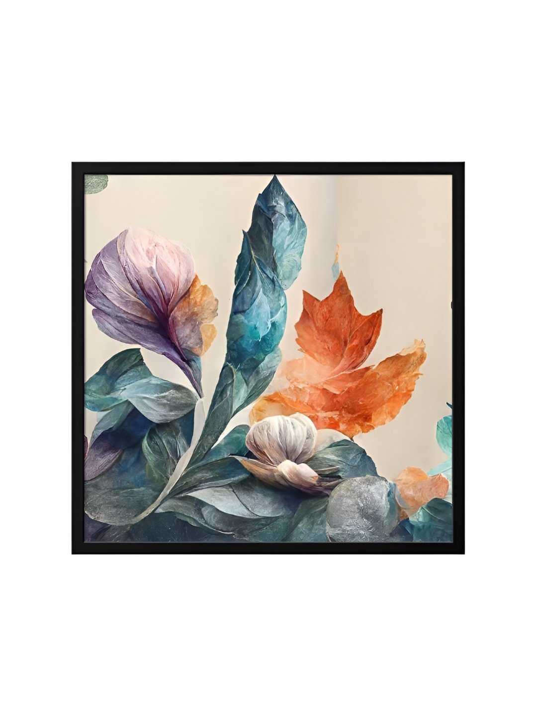 

999Store Black & Purple Canvas Floral and Botanical Wall Painting