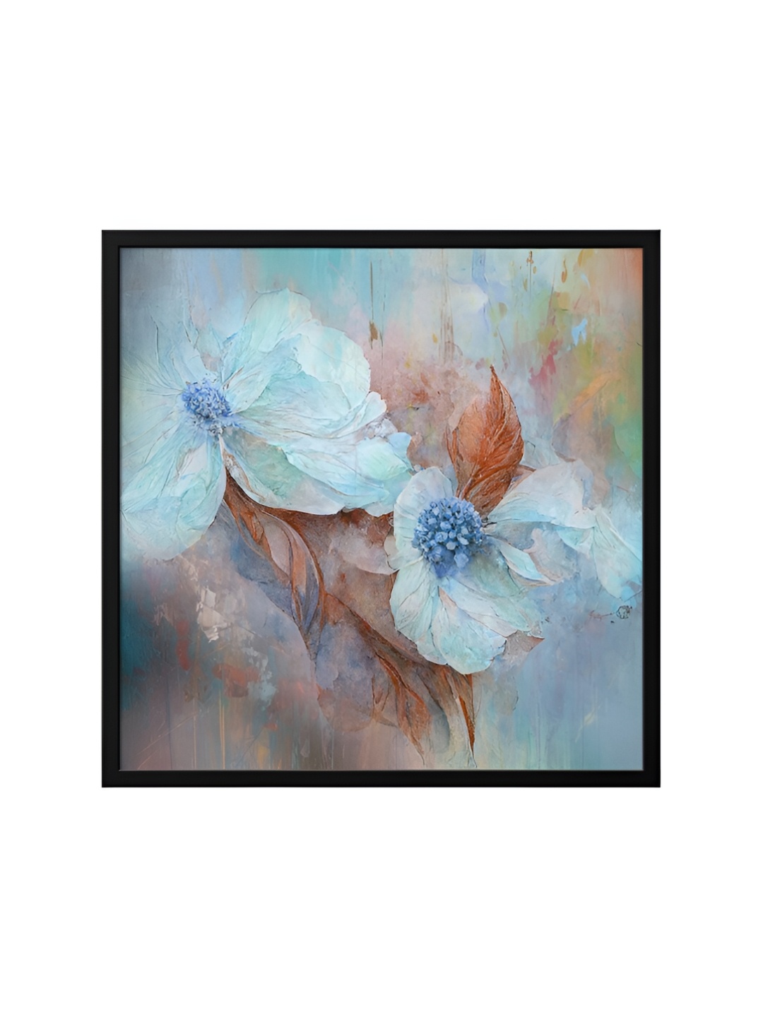 

999Store Blue & Brown Canvas Floral And Botanical Painting Wall Art