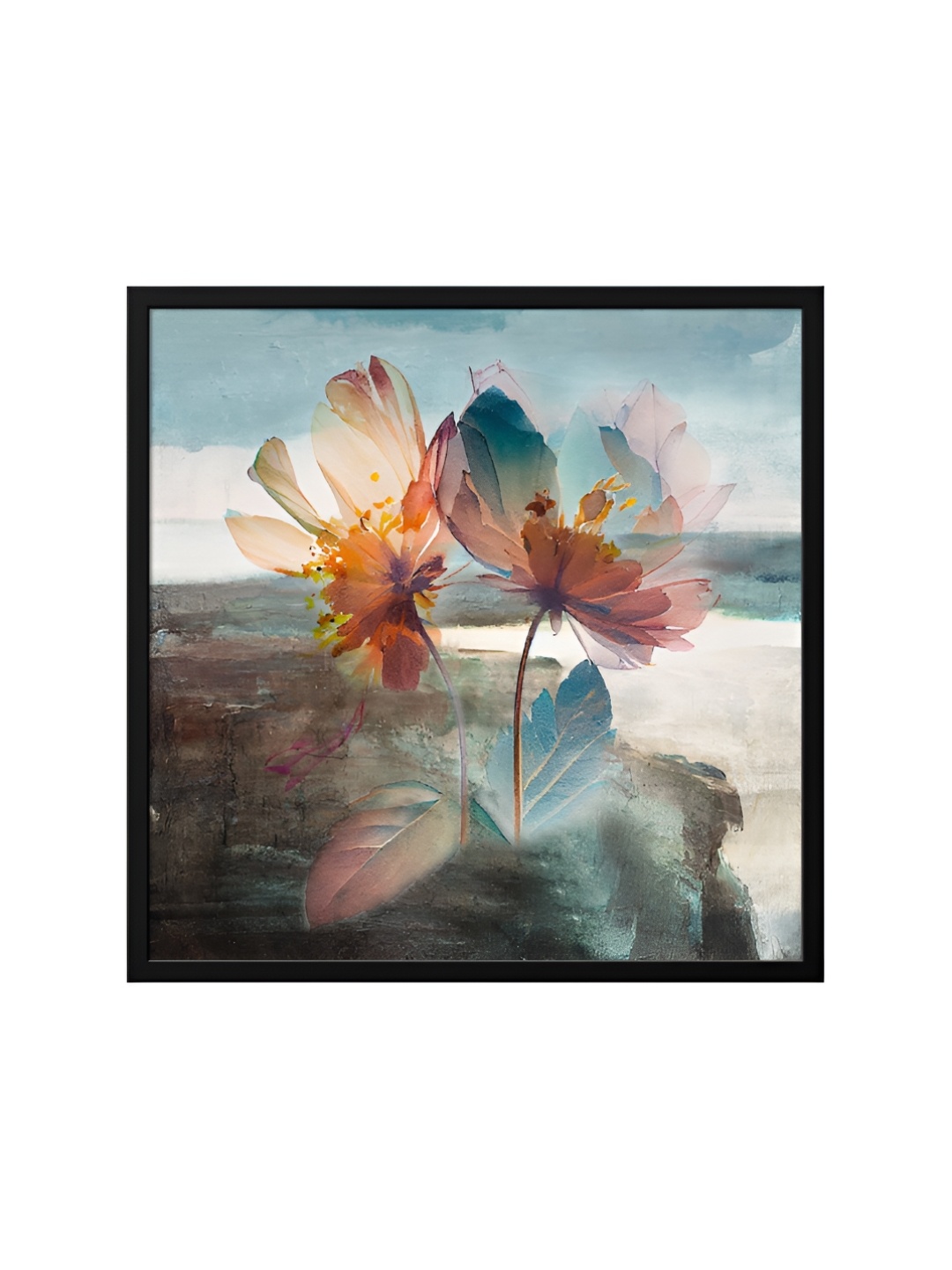 

999Store Blue & Red Canvas Floral And Botanical Wall Art