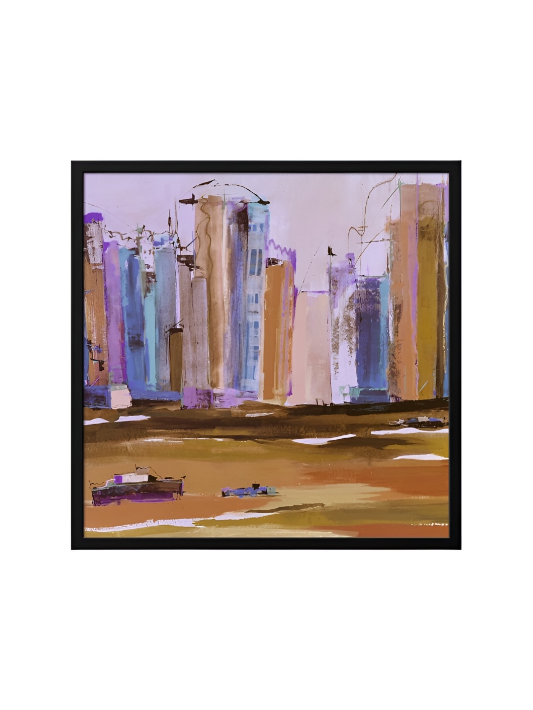 

999Store Brown & Purple Canvas Abstract Painting Wall Art