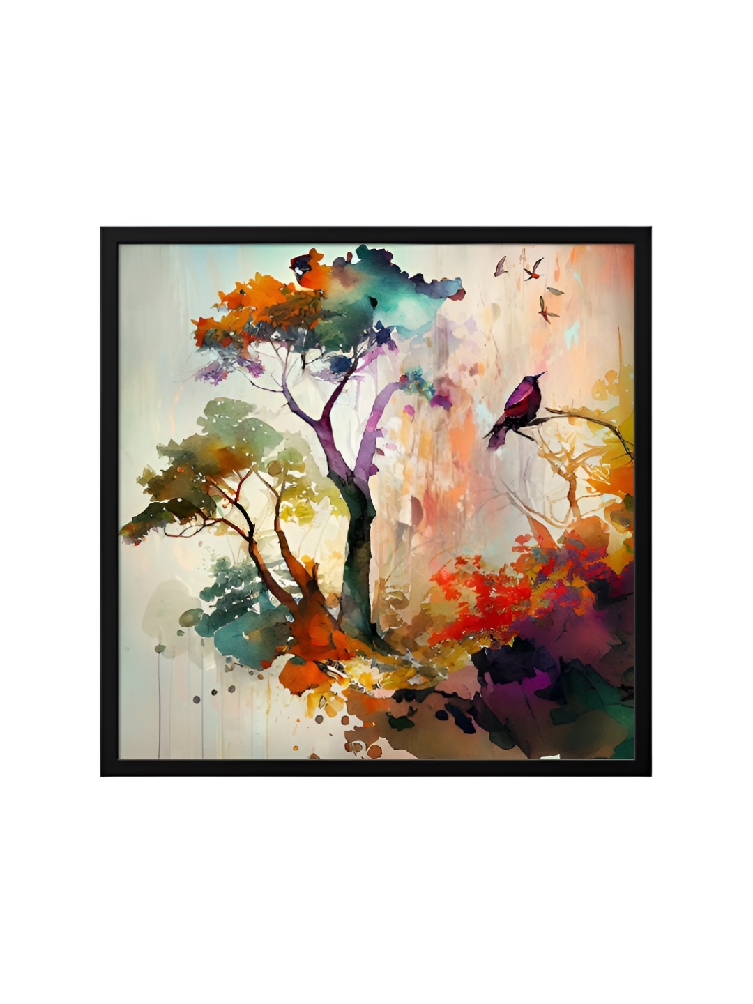 

999Store Brown & Black Canvas Birds And Animals Painting Wall Art