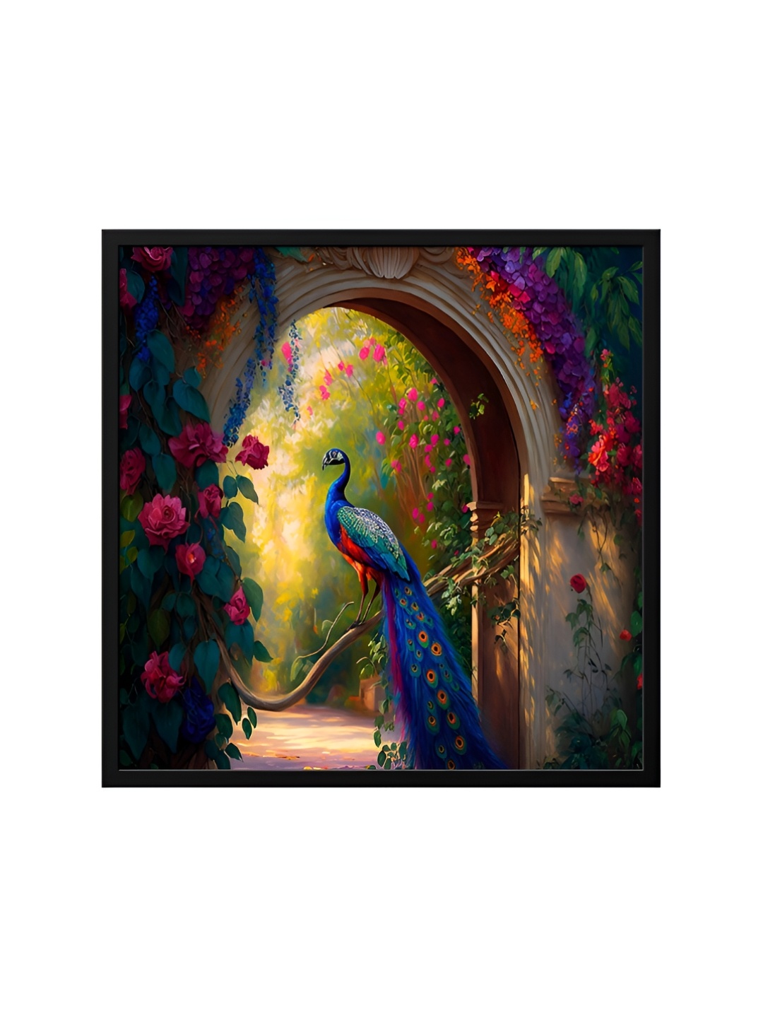 

999Store Green & Blue Canvas Floral And Botanical Painting Wall Art