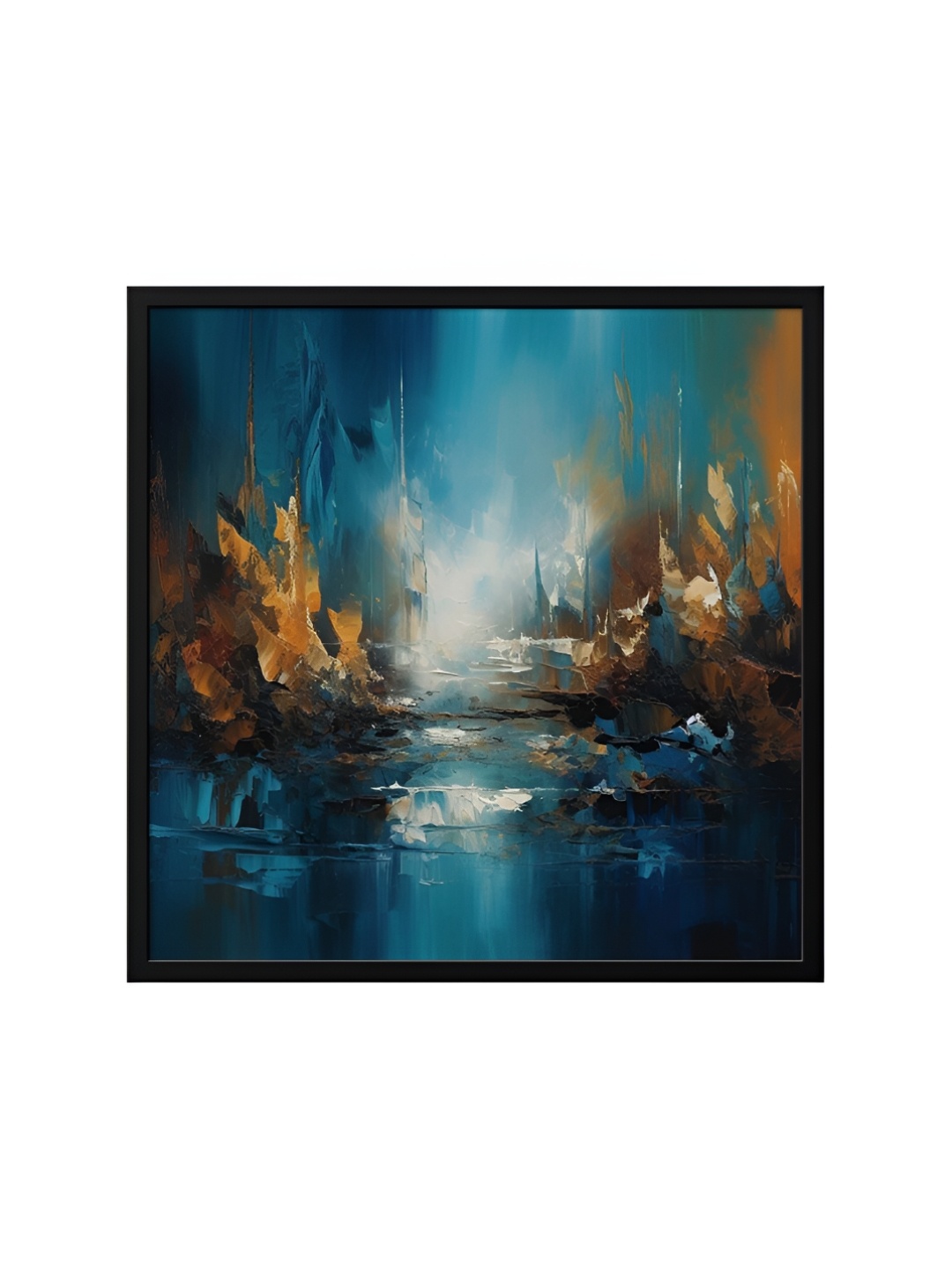 

999Store Blue & Brown Canvas Abstract Wall Art