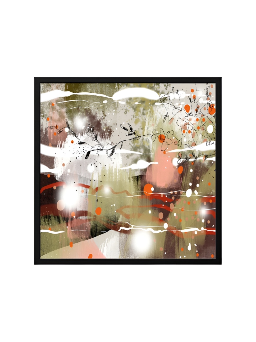 

999Store Green & White Canvas Abstract Painting Wall Art