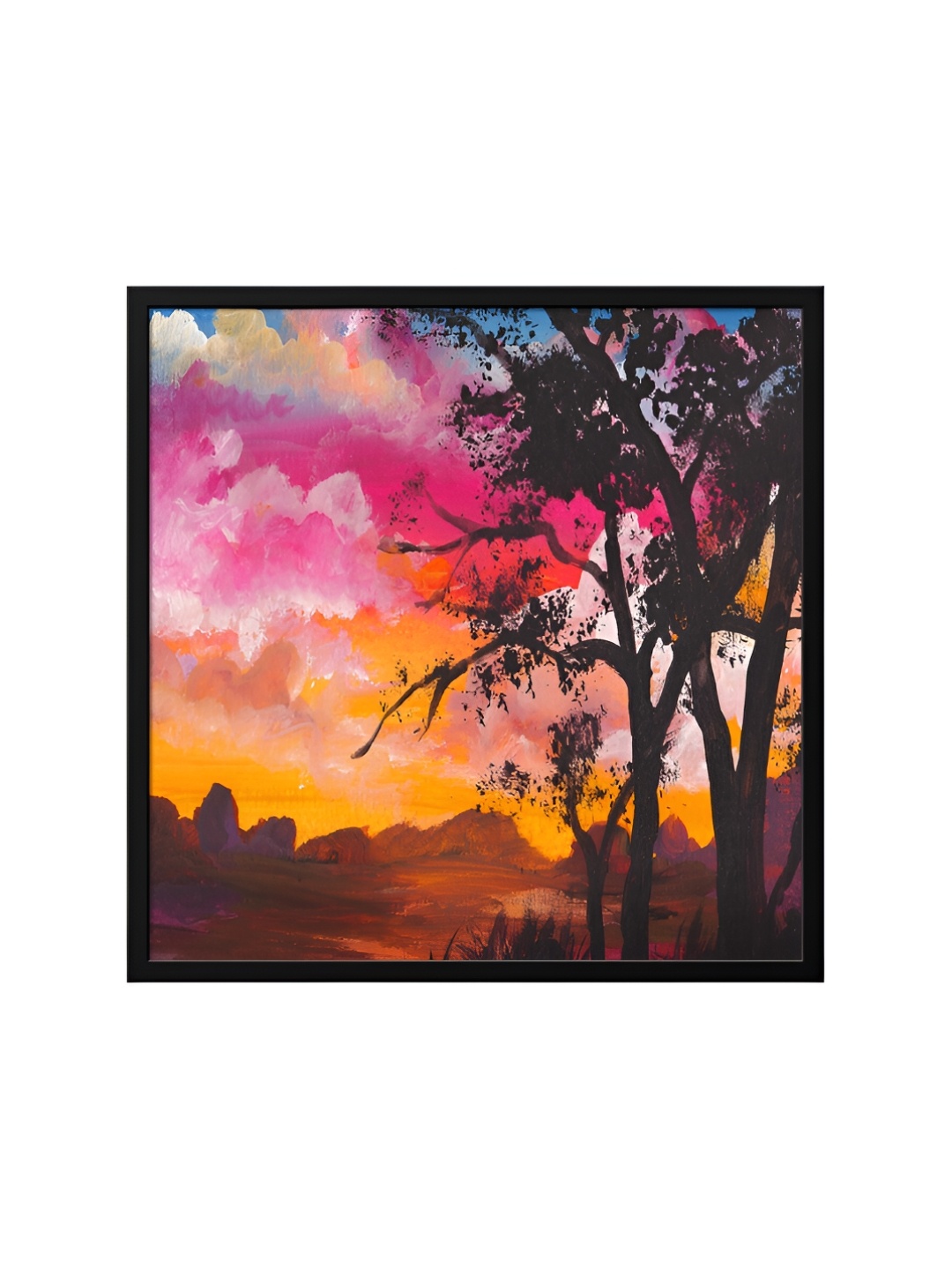 

999Store Brown & Pink Canvas Floral Painting Wall Art