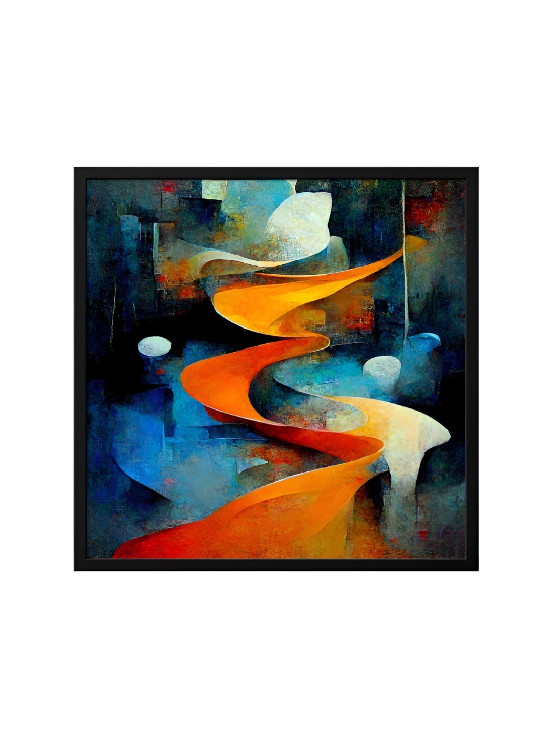 

999Store Blue & Orange Canvas Abstract Wall Art