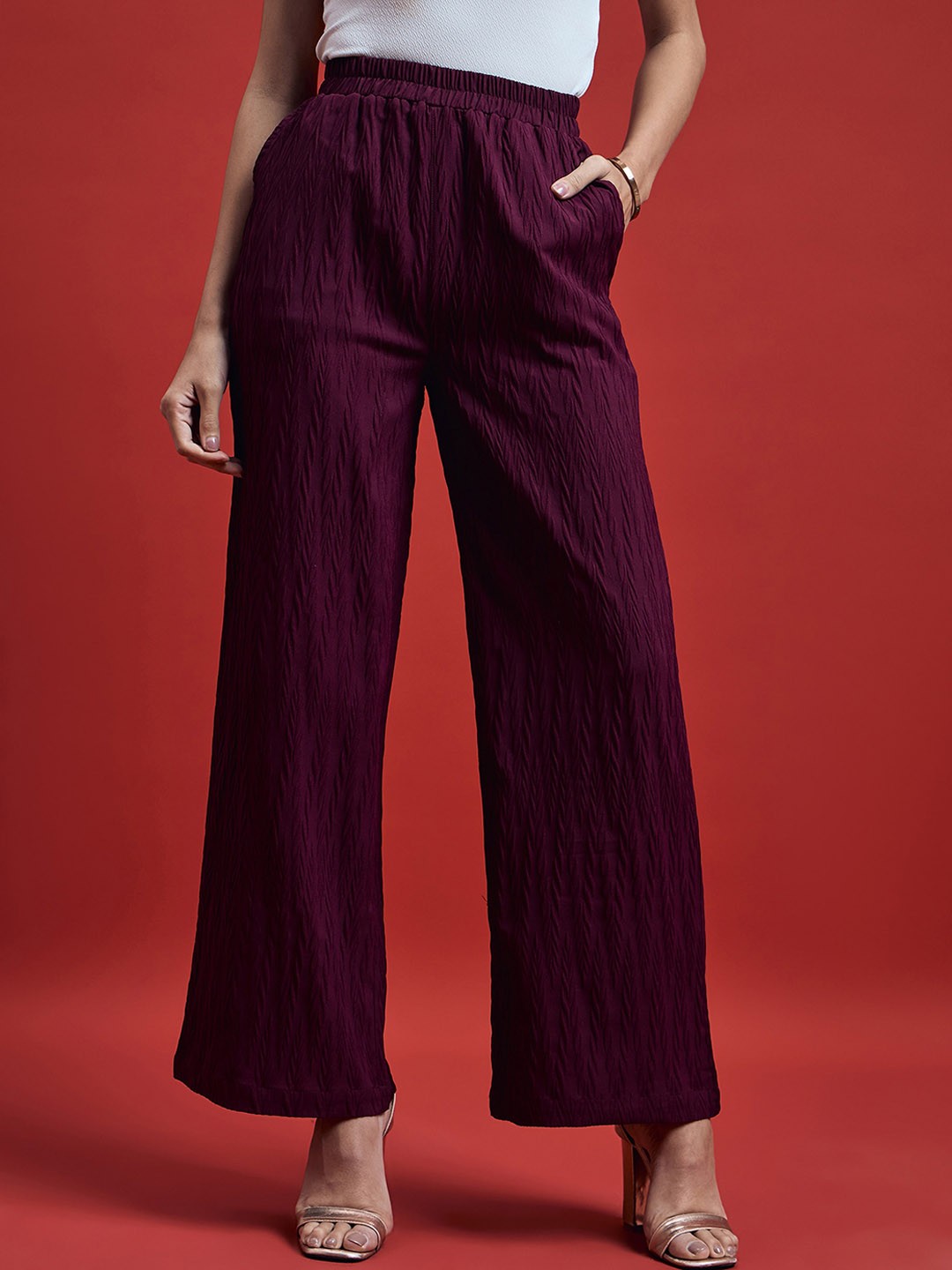 

all about you Women Relaxed High-Rise Trousers, Burgundy